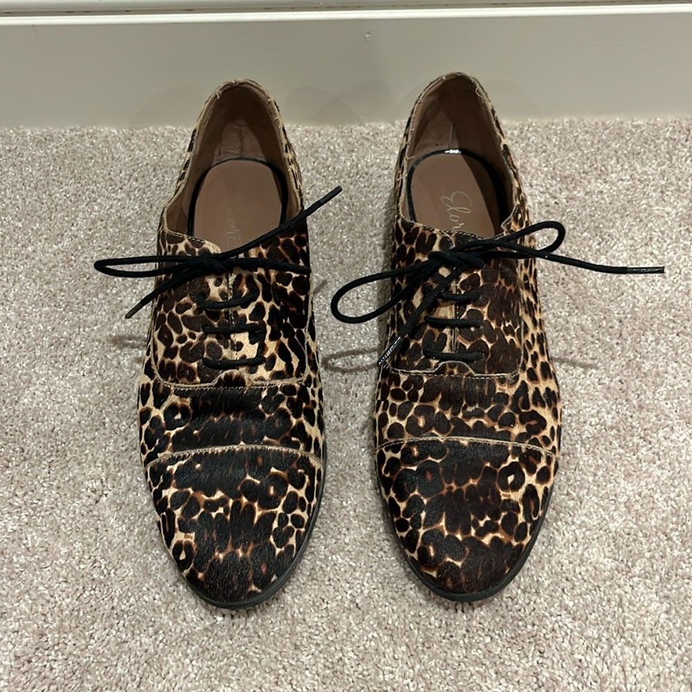 Elorie Leopard Print Lace-Up Loafers, Size 10
